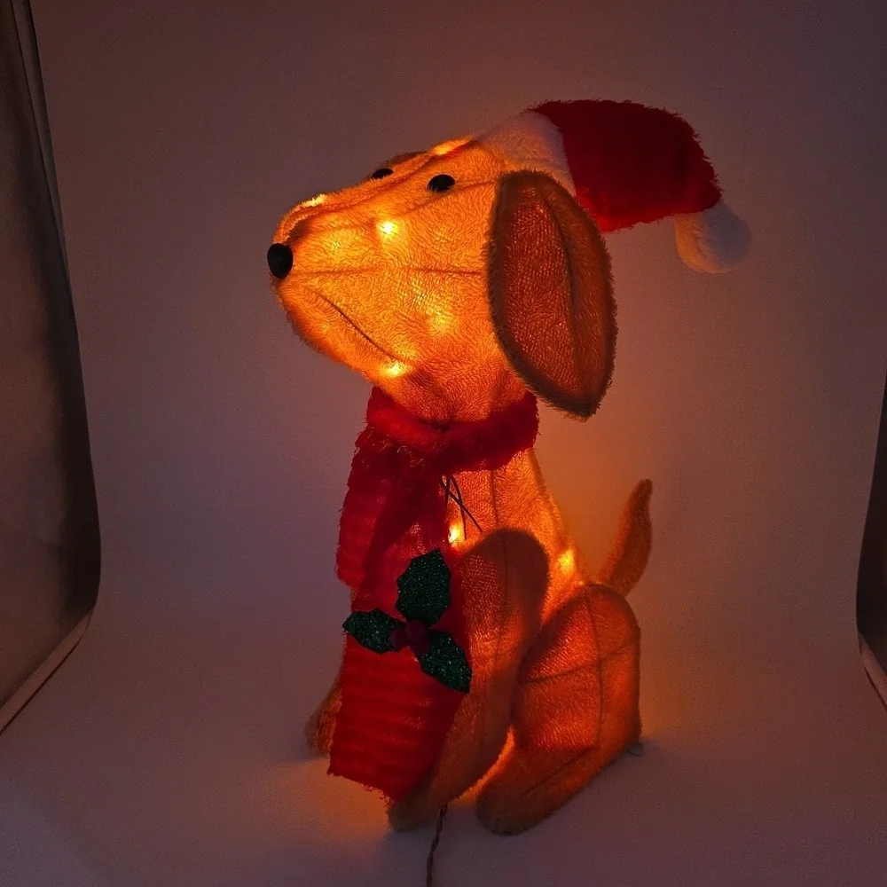 Christmas Holiday Time Dog Light Up Plush Dog Indoor Outdoor Decor 20